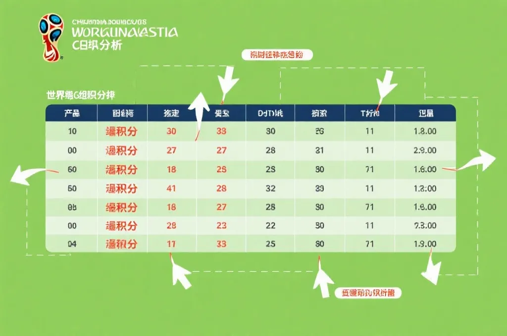 世界杯小组积分榜与比赛结果推演的分析图表
